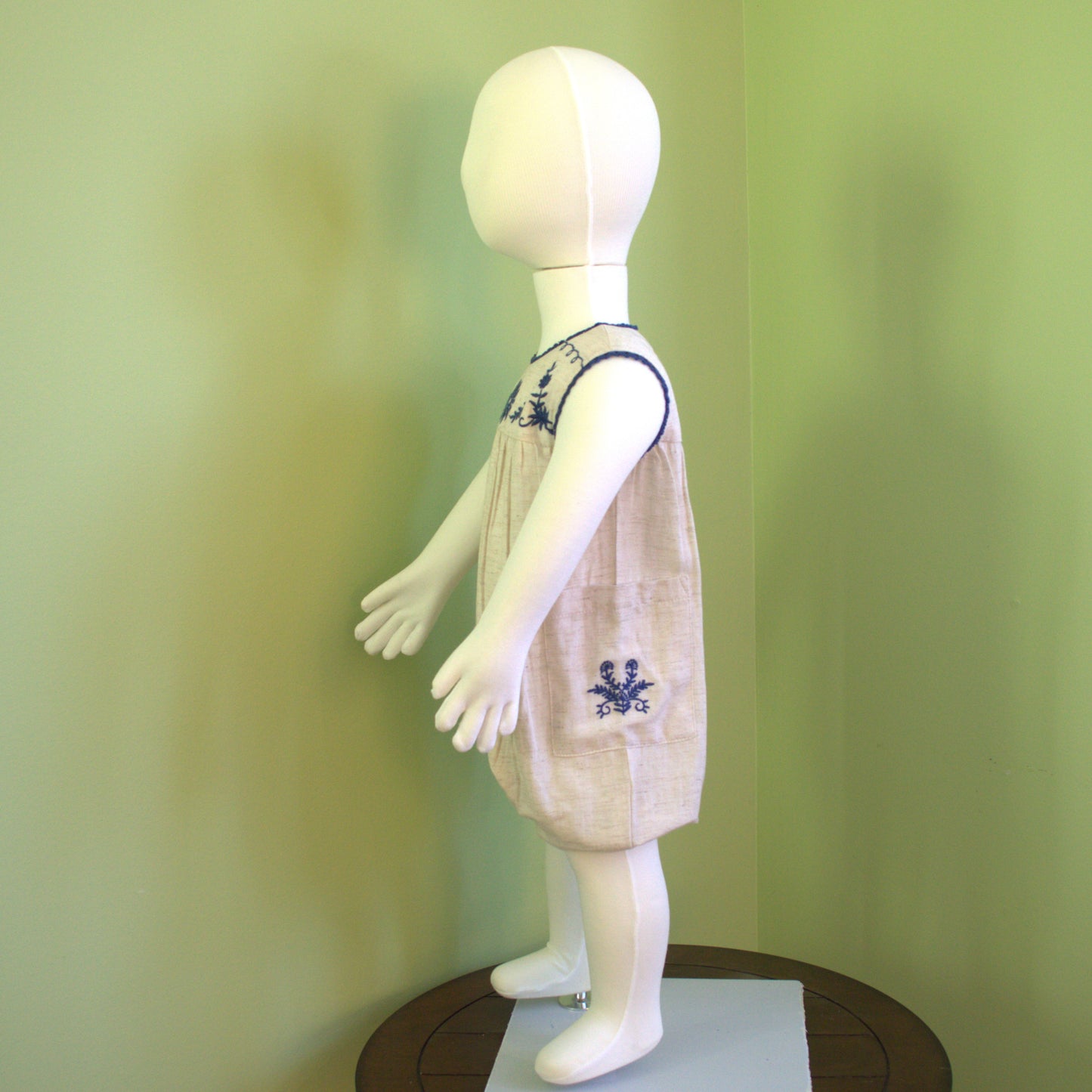 Azurea Linen Embroidery Romper