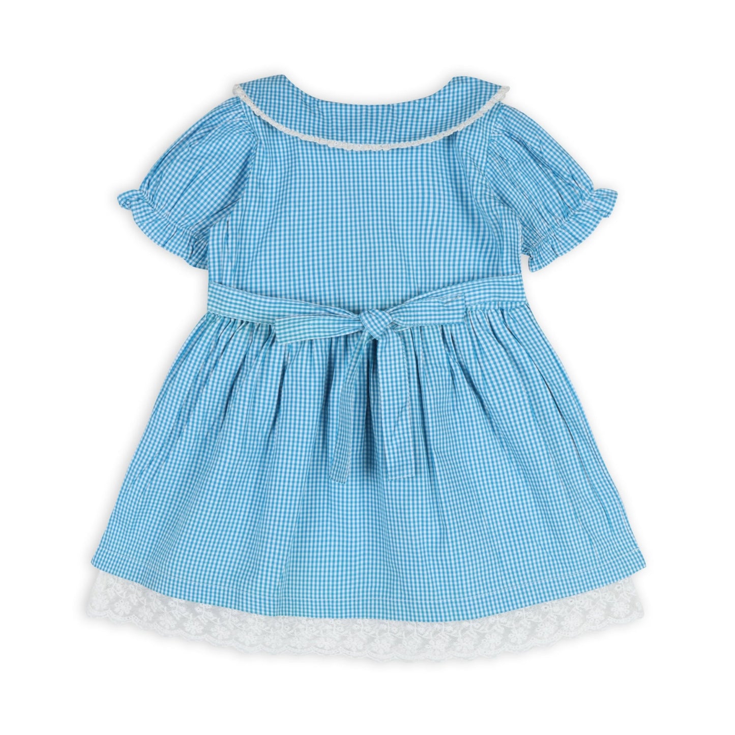 Columbia Blue Gingham Girls Dorothy Dress - LARILI
