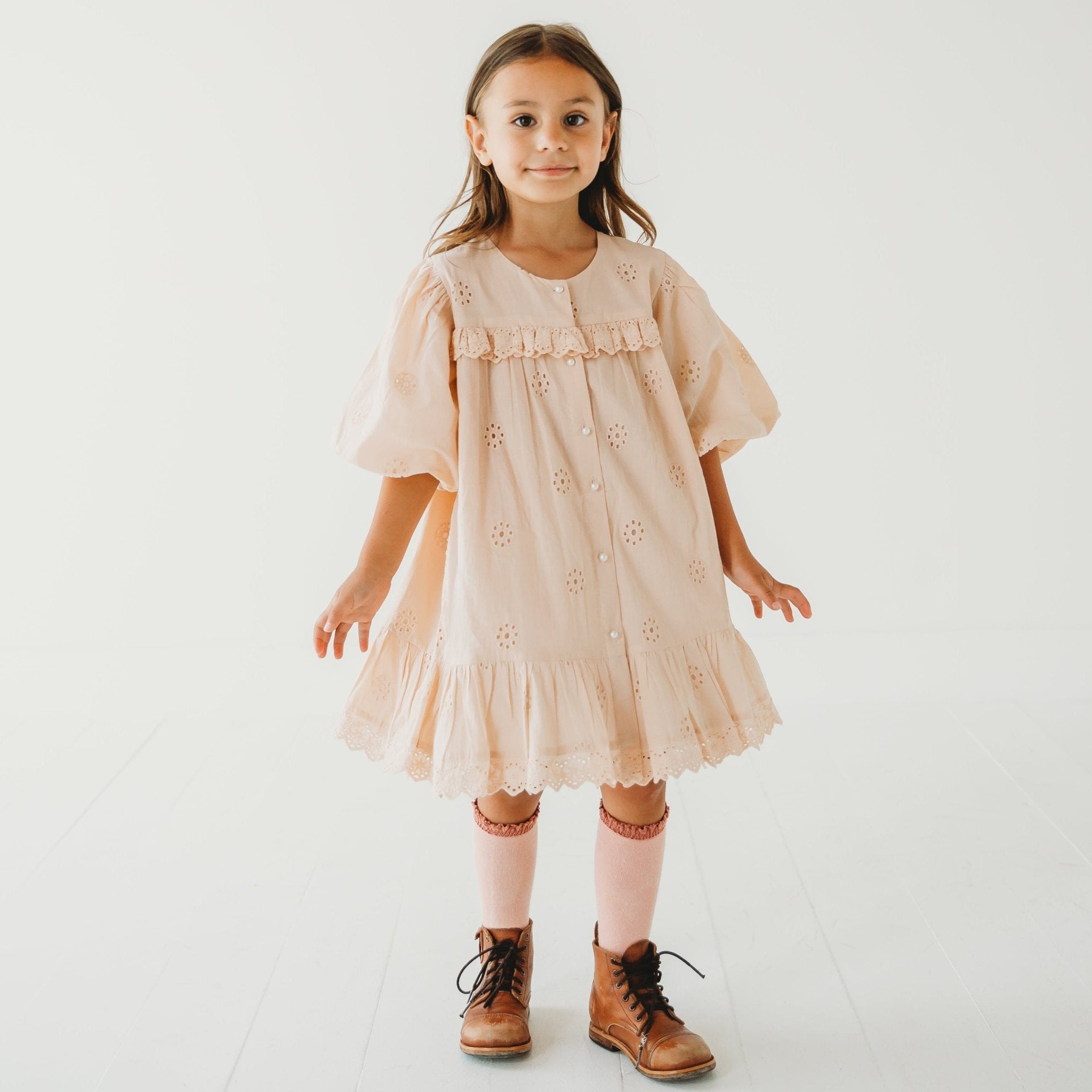 green emerald velvet dress Pink Schiffli Embroidered Dress 2-8Y | Handmade
