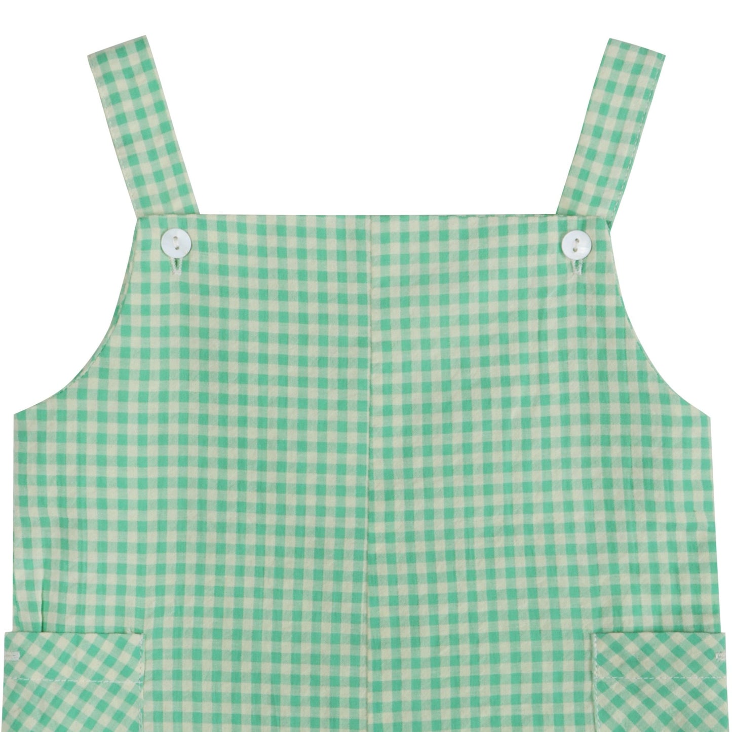 Green Gingham Boy Romper