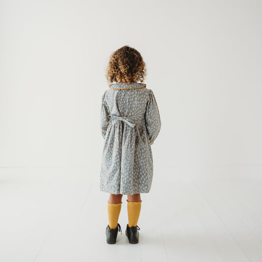 Whispering Florals Grey Cotton Printed Dress