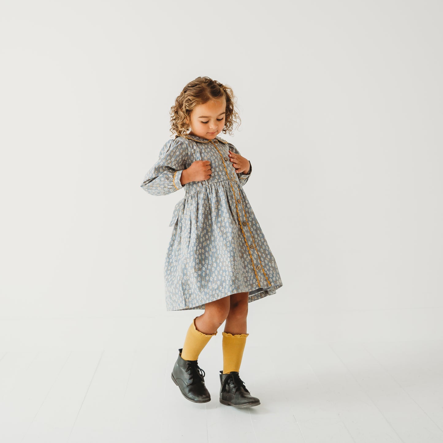 Whispering Florals Grey Cotton Printed Dress