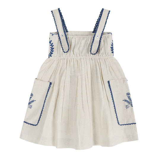 Azurea Linen Embroidery Dress