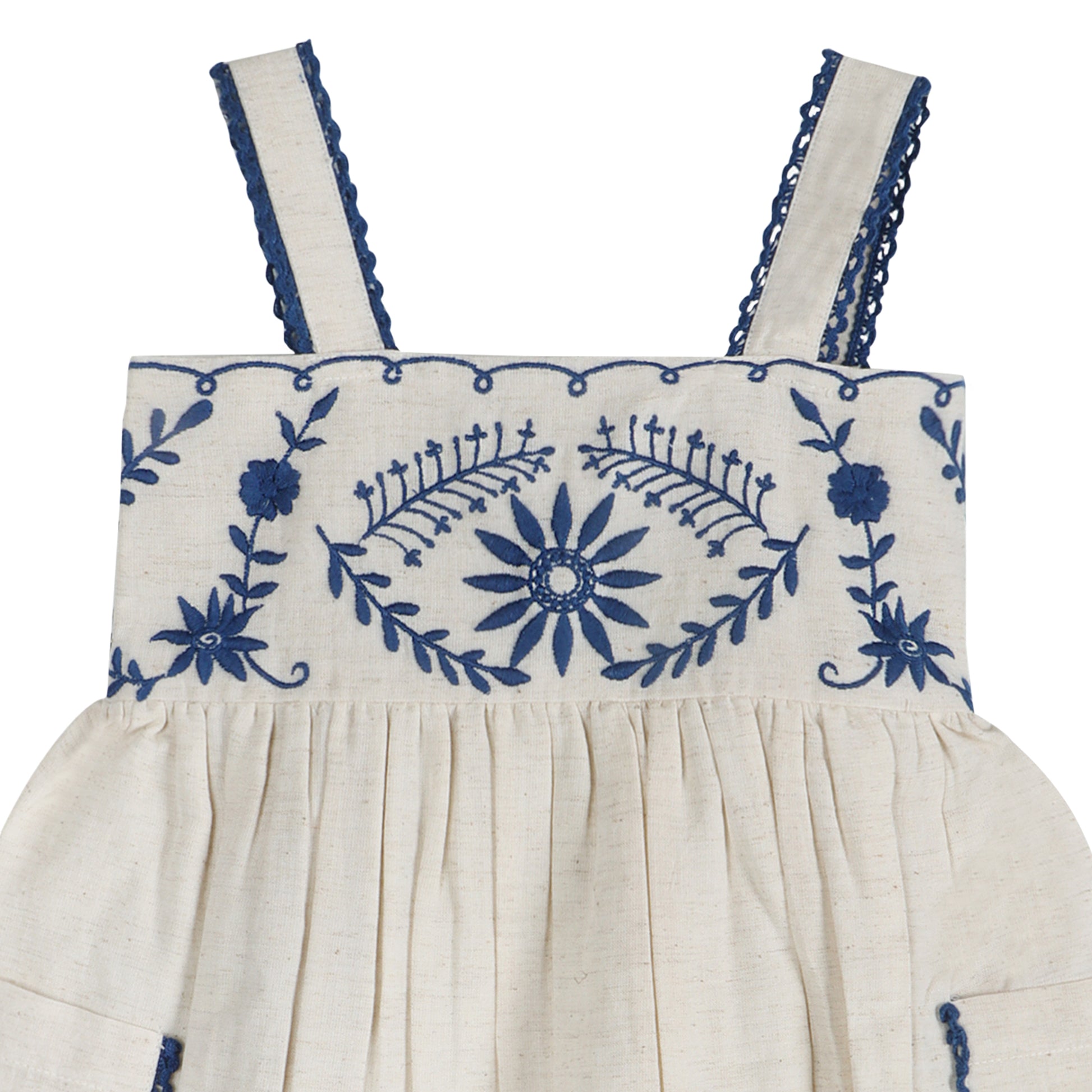Azurea Linen Embroidery Dress