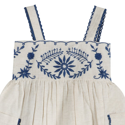 Azurea Linen Embroidery Dress