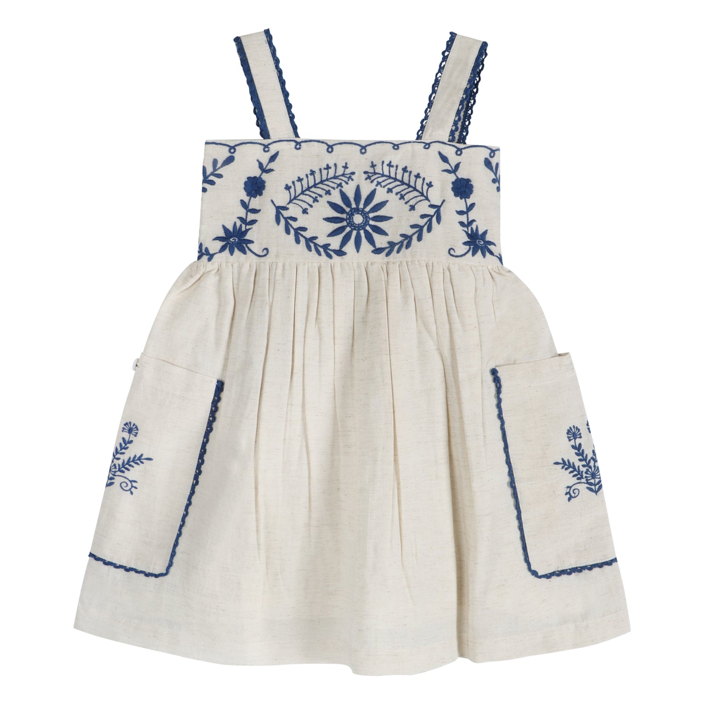 Azurea Linen Embroidery Dress