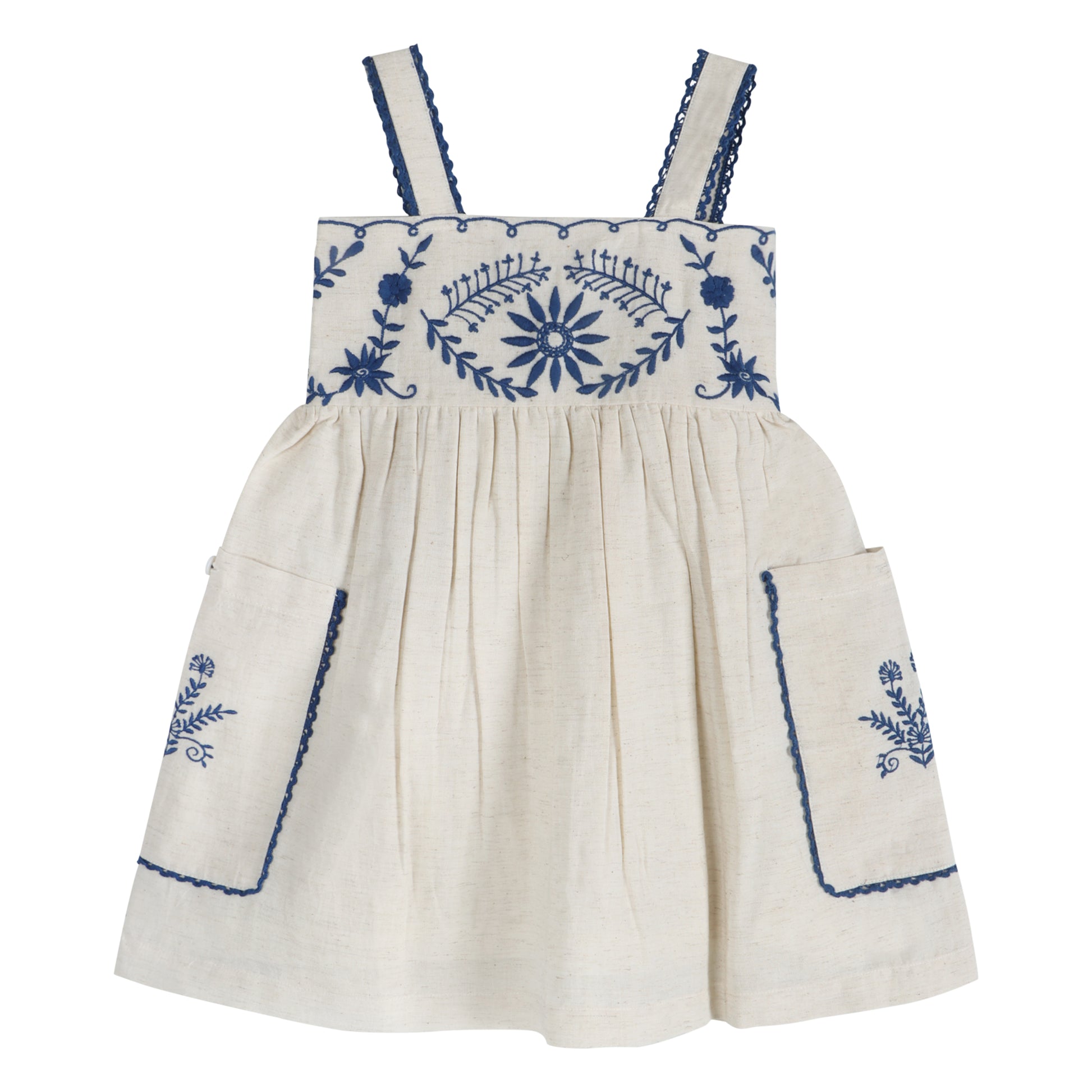 Azurea Linen Embroidery Dress