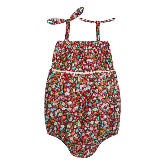 Fuschia Floral Strappy Girl Romper