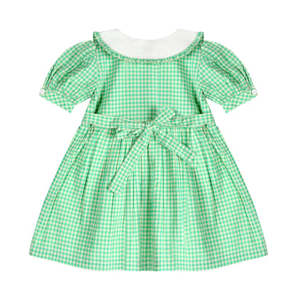 Green Gingham Emb. Mia Dress Back