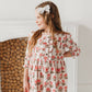 Pink Block Print Flower Dress Closeup