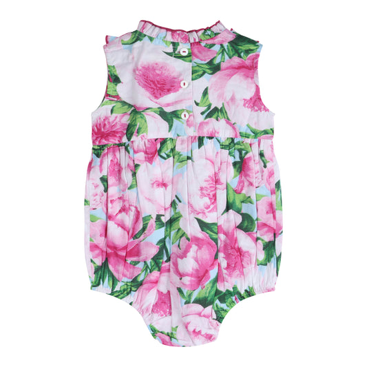 Pink Peony Ruffled Olivia Girl Romper