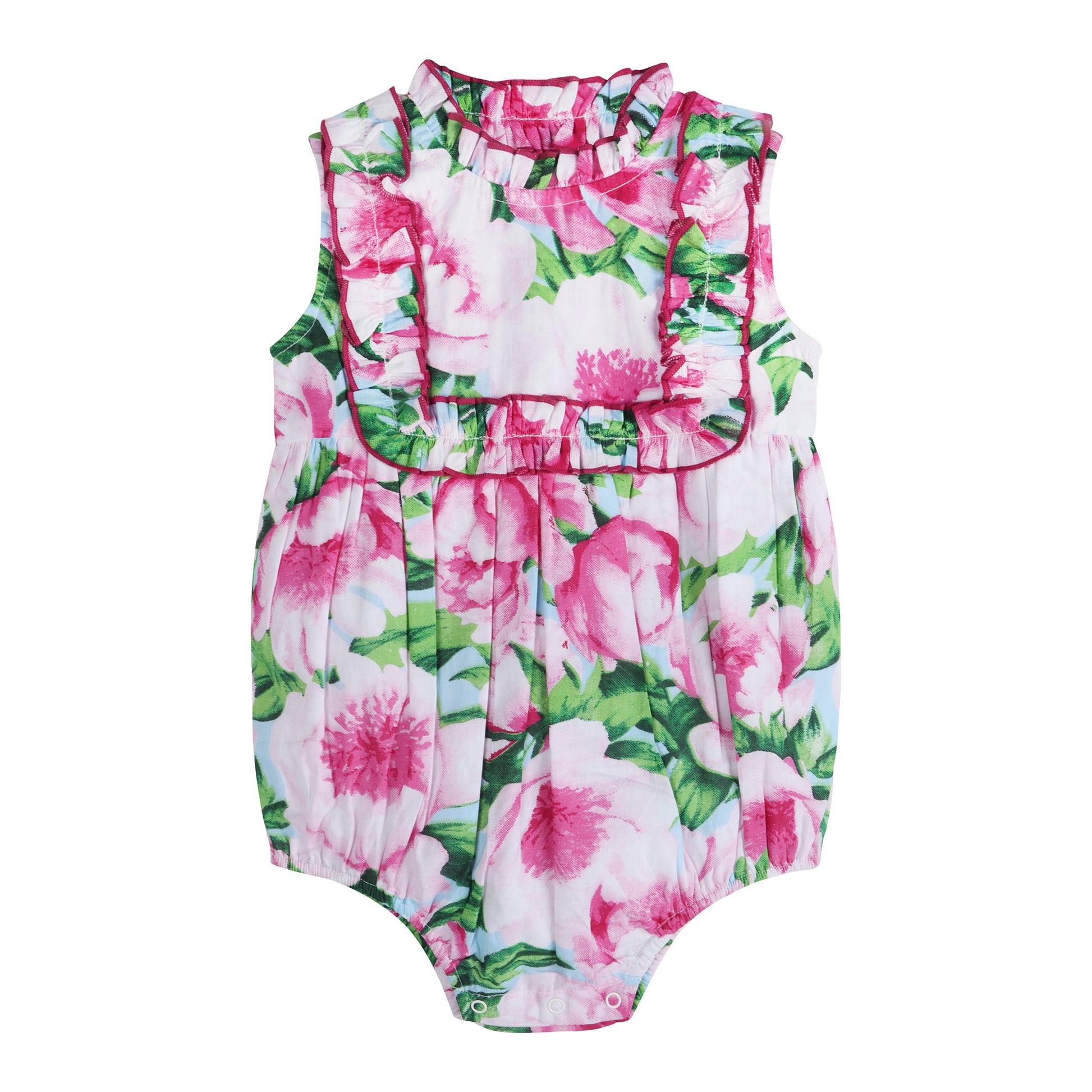 Pink Peony Ruffled Olivia Girl Romper