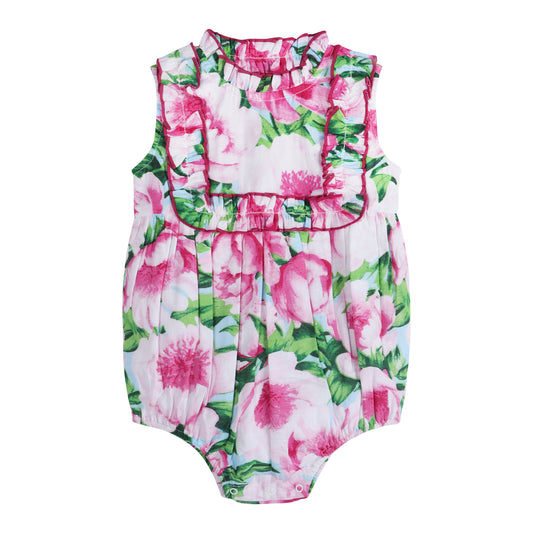 Pink Peony Ruffled Olivia Girl Romper