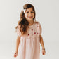 Strawberry Embroidered Dress in Pale Pink on Soft Muslin Fabric