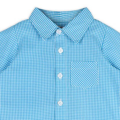 Columbia Blue Gingham Boy Shirt