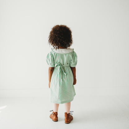 Green Gingham Emb. Mia Dress