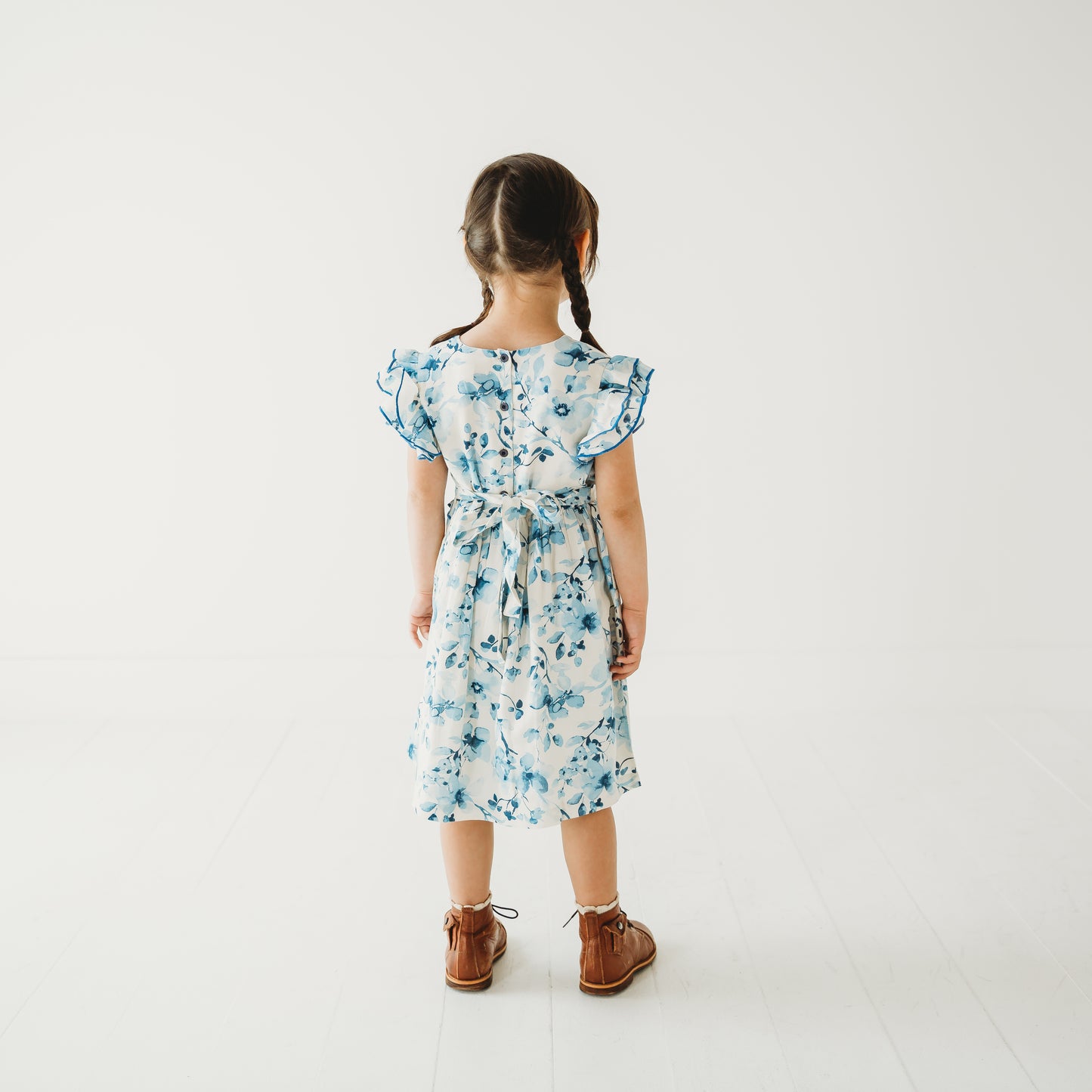 Periwinkle Blue Floral Print Cotton Dress
