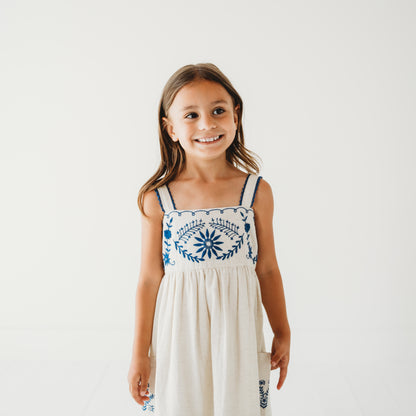 Azurea Linen Embroidery Dress