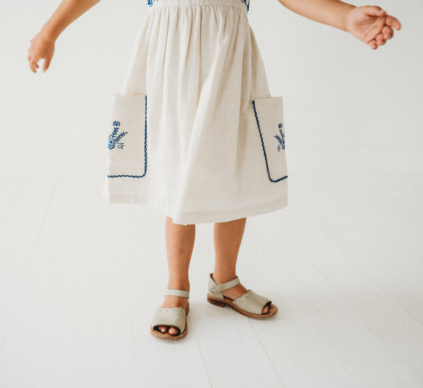 Azurea Linen Embroidery Dress