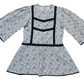 Lace Yoke Off-White & Grey Printed Dress