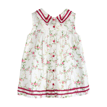 Victorian Rosebud Charm Sleeveless Dress