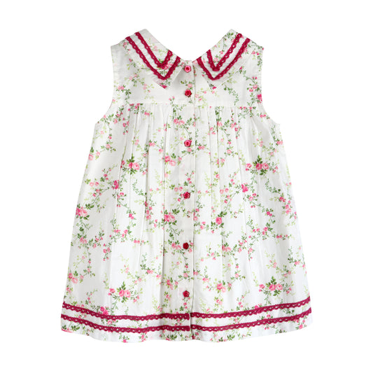 Victorian Rosebud Charm Sleeveless Dress