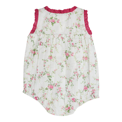 Victorian Rosebud Charm Sleeveless Girl Romper