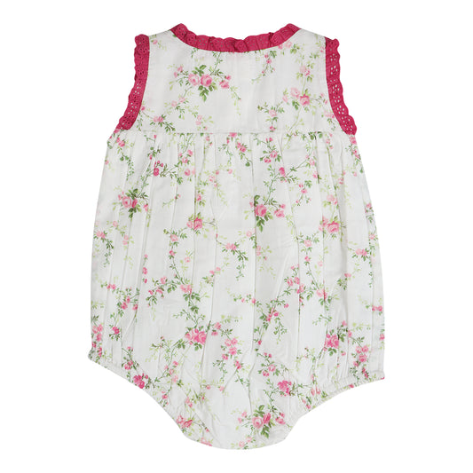 Victorian Rosebud Charm Sleeveless Girl Romper