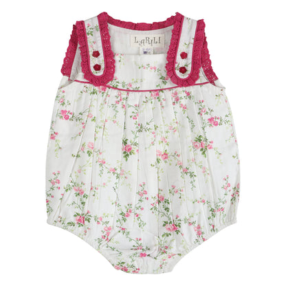 Victorian Rosebud Charm Sleeveless Girl Romper