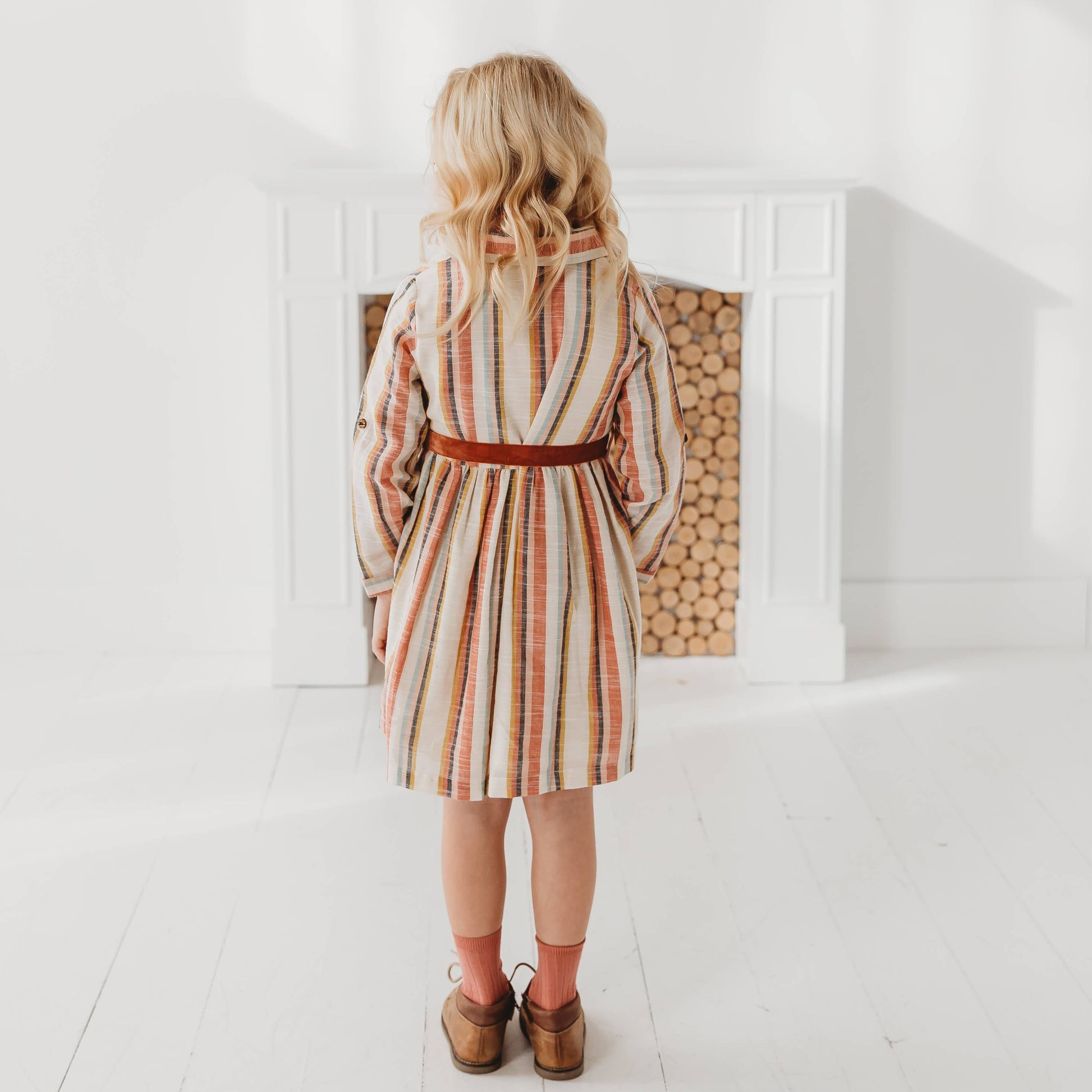 Yarn Dyed Striped Shirt Dress Back
