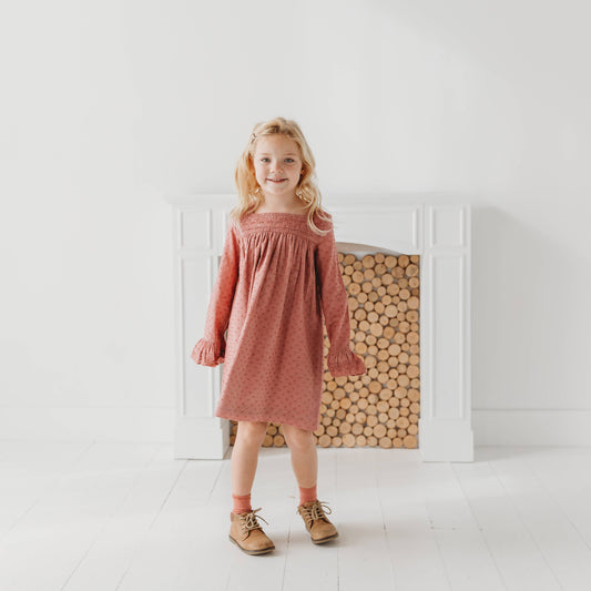 Pastel Pink Lace Yolk Dobby Dress