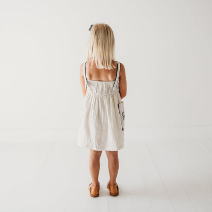 Azurea Hand-Embroidered Linen Dress | Artisan Floral Heirloom