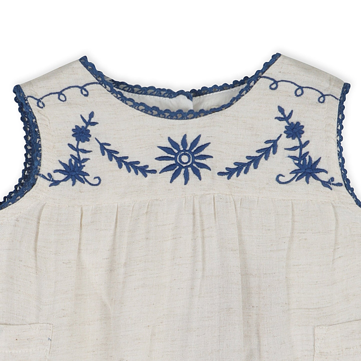 Azurea Linen Embroidery Romper - LARILI