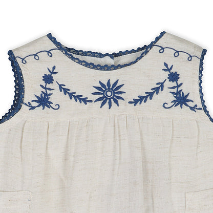 Azurea Linen Embroidery Romper - LARILI