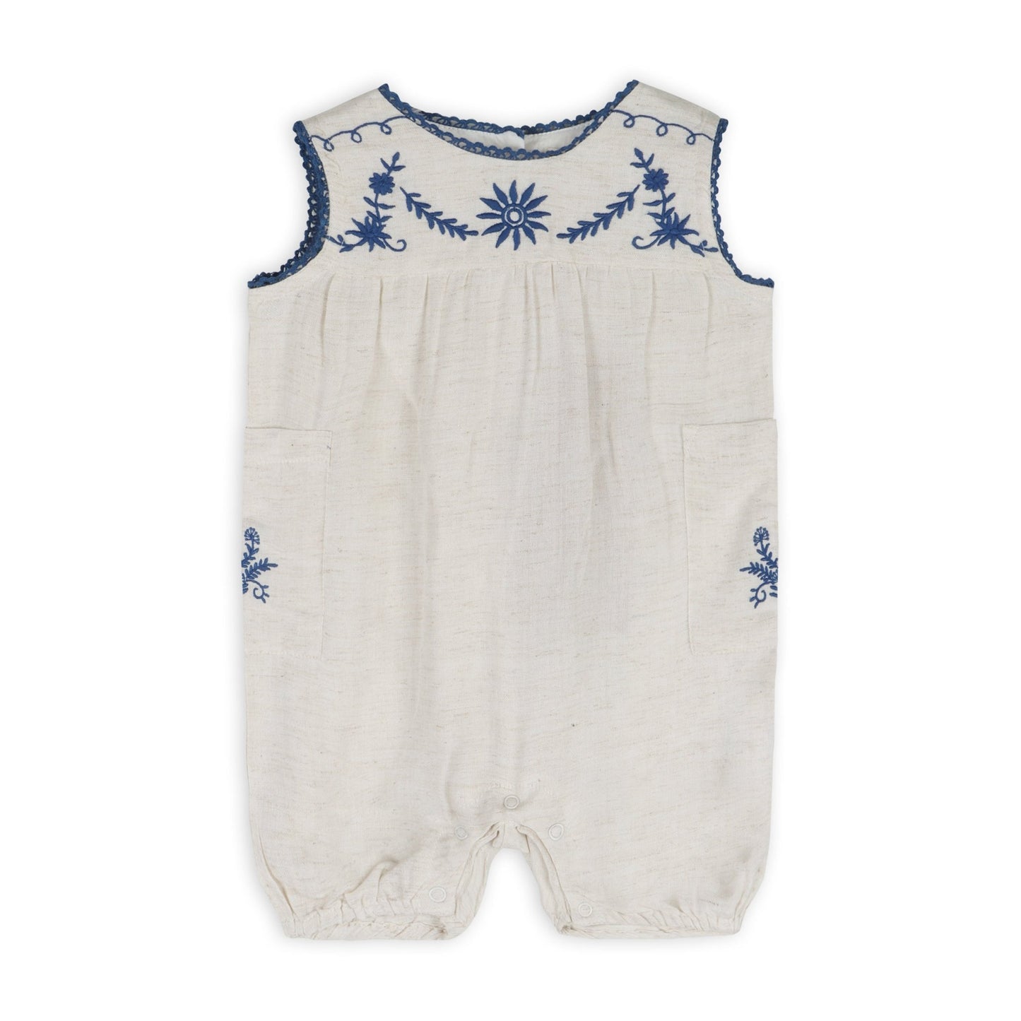 Azurea Linen Embroidery Romper - LARILI