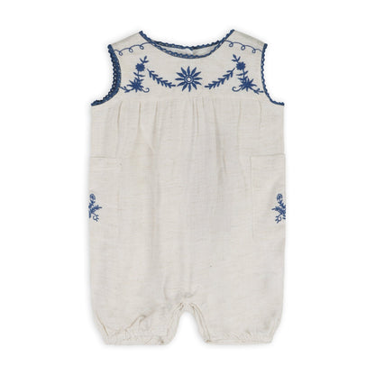 Azurea Linen Embroidery Romper - LARILI