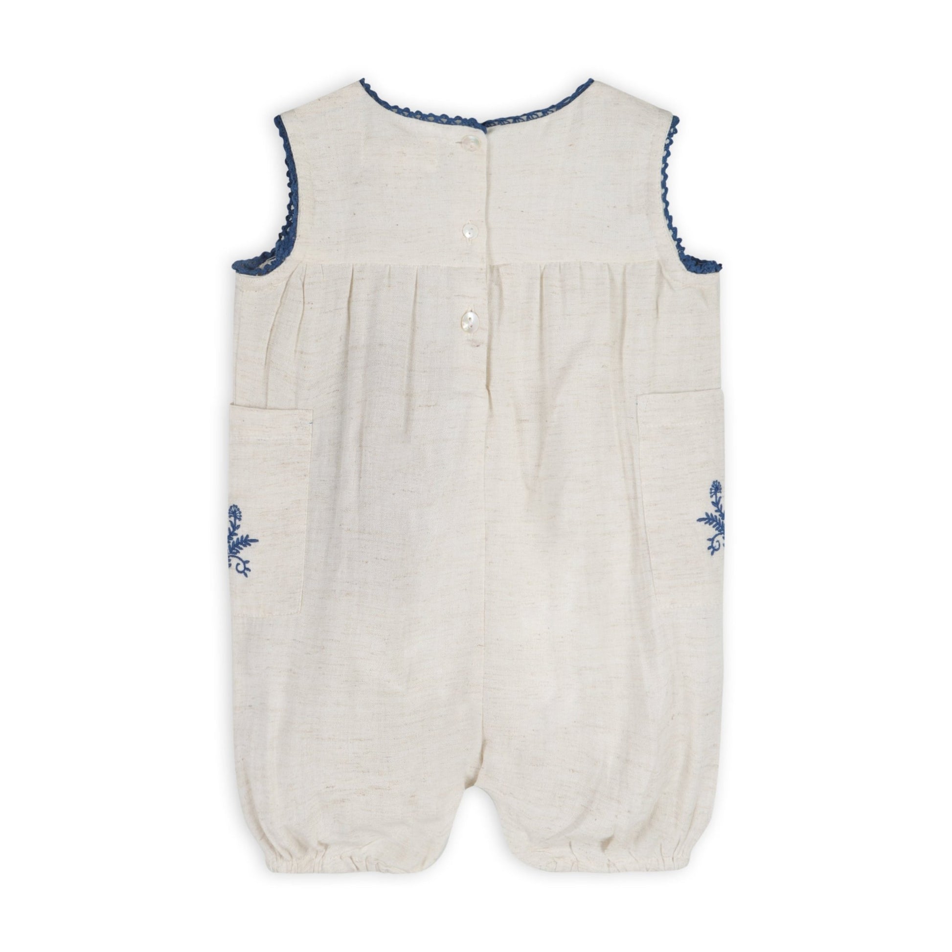 Azurea Linen Embroidery Romper - LARILI