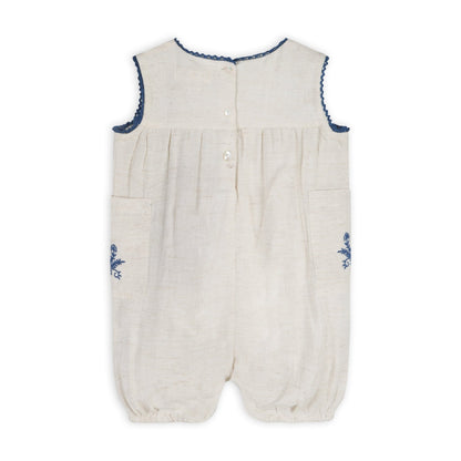 Azurea Linen Embroidery Romper - LARILI