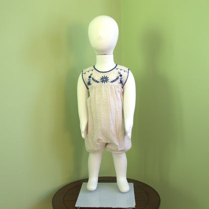 Azurea Linen Embroidery Romper - LARILI