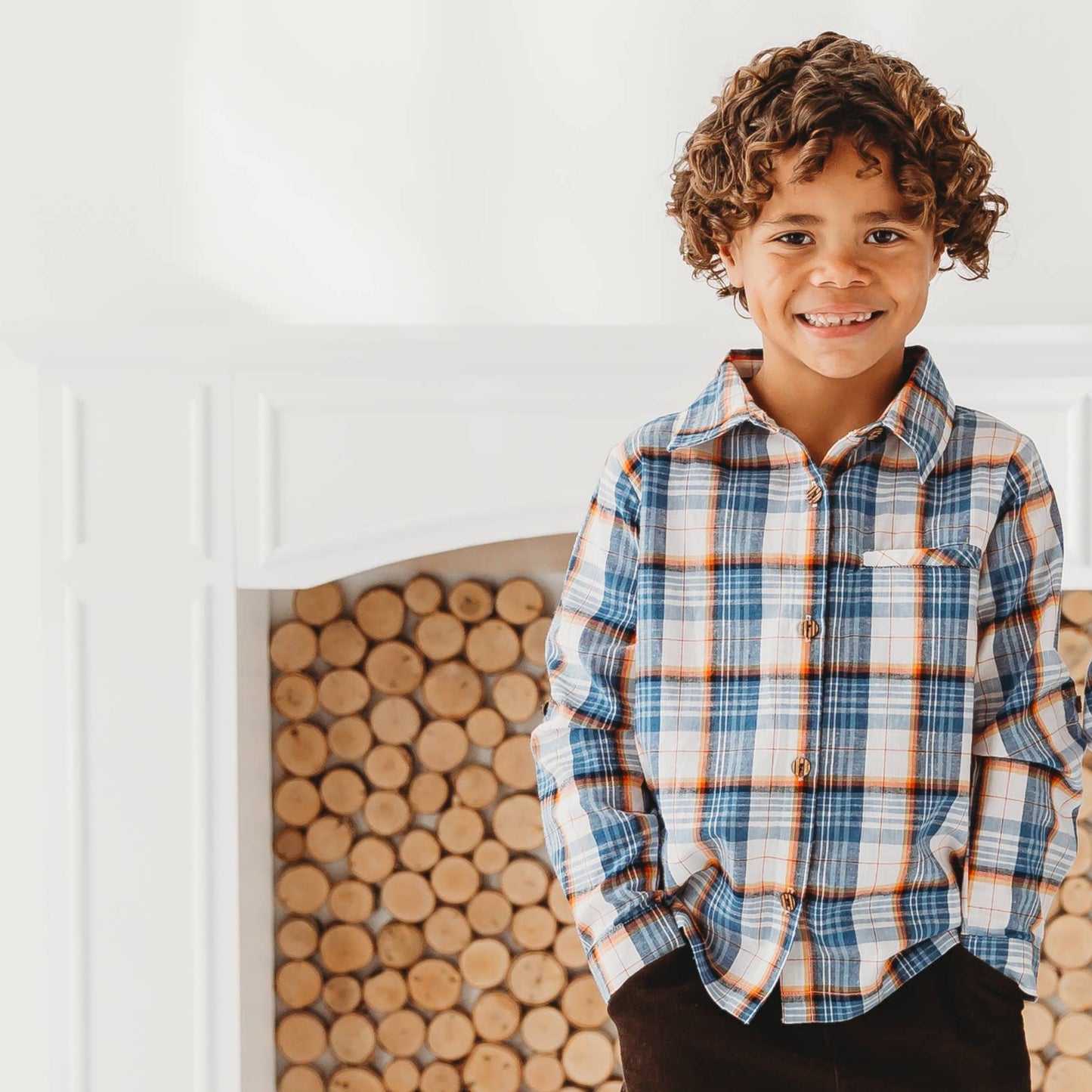 Blue Mix Plaid Boys Shirt