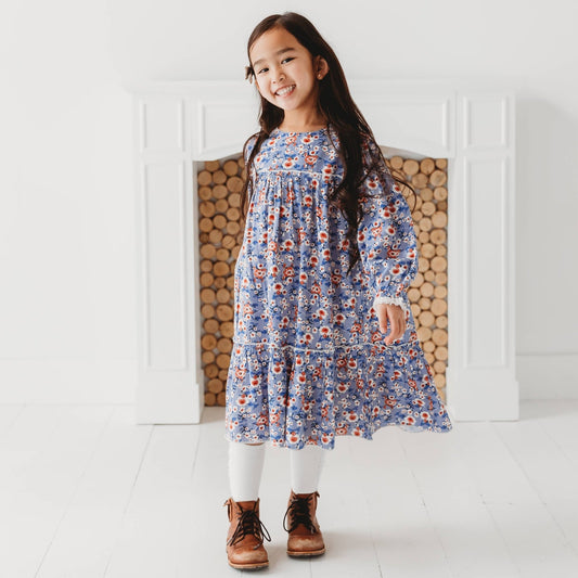 Blue Printed Flared Dress