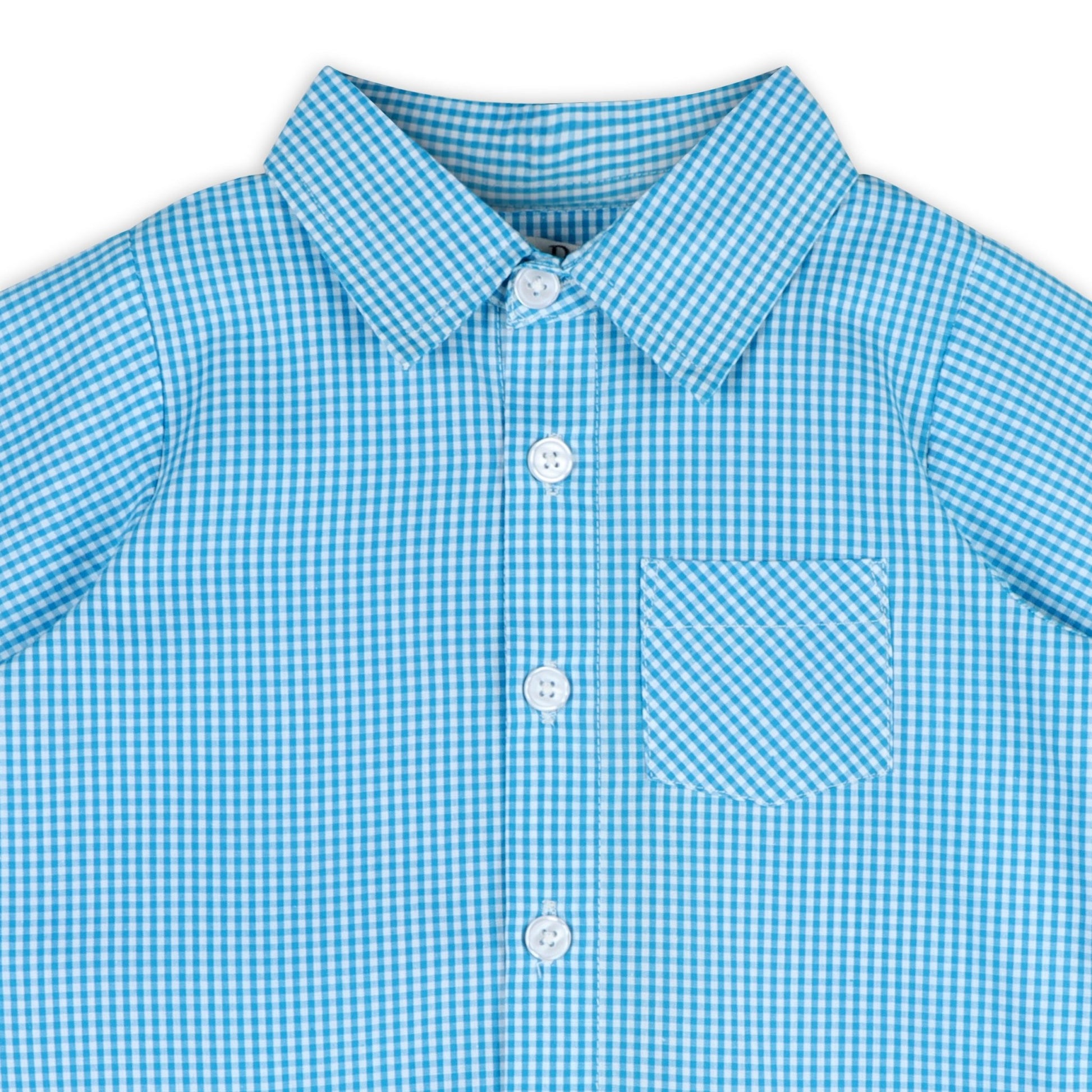 Columbia Blue Gingham Boy Shirt - LARILI