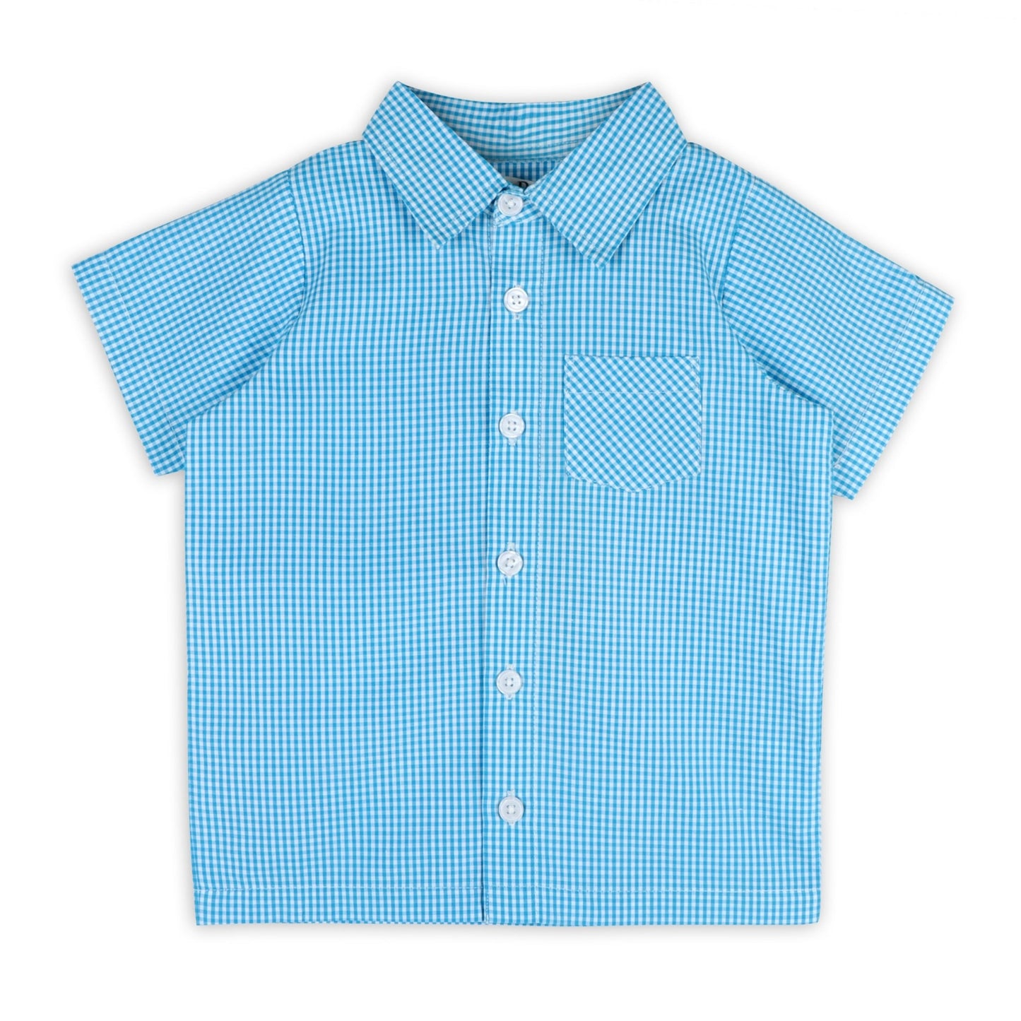 Columbia Blue Gingham Boy Shirt - LARILI