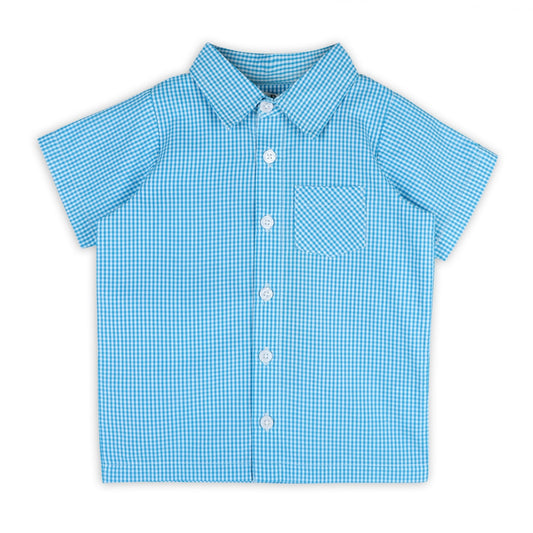 Columbia Blue Gingham Boy Shirt - LARILI