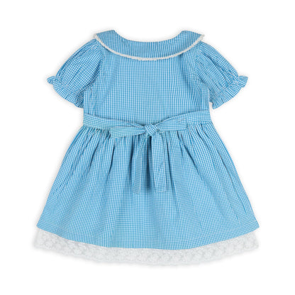 Columbia Blue Gingham Girls Dorothy Dress - LARILI