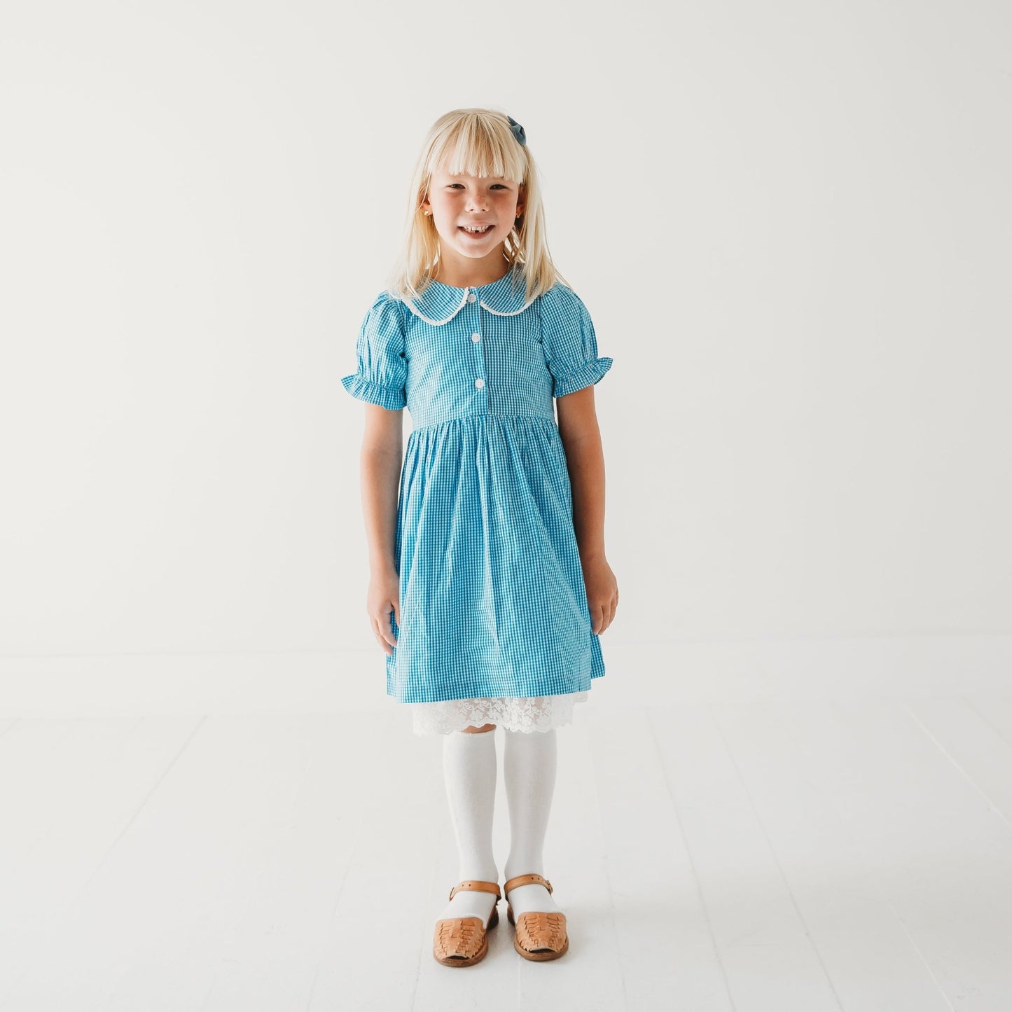 Columbia Blue Gingham Girls Dorothy Dress