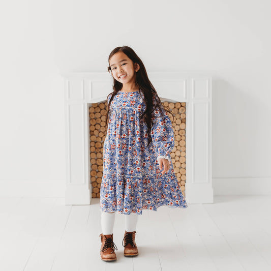 Blue Printed Flared Dress