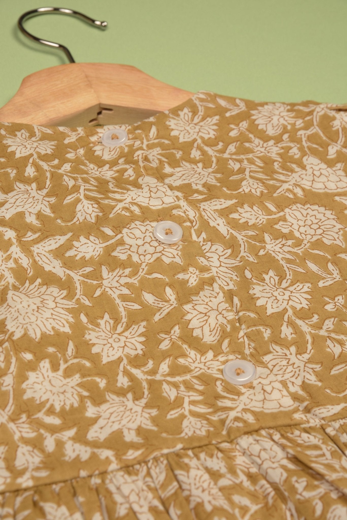 Embroidered fabric V shape Yoke Dress - LARILI