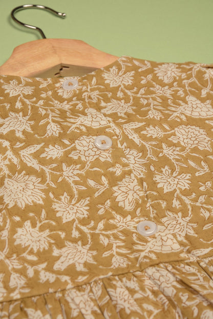 Embroidered fabric V shape Yoke Dress - LARILI