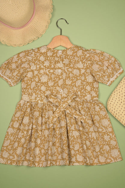 Embroidered fabric V shape Yoke Dress - LARILI